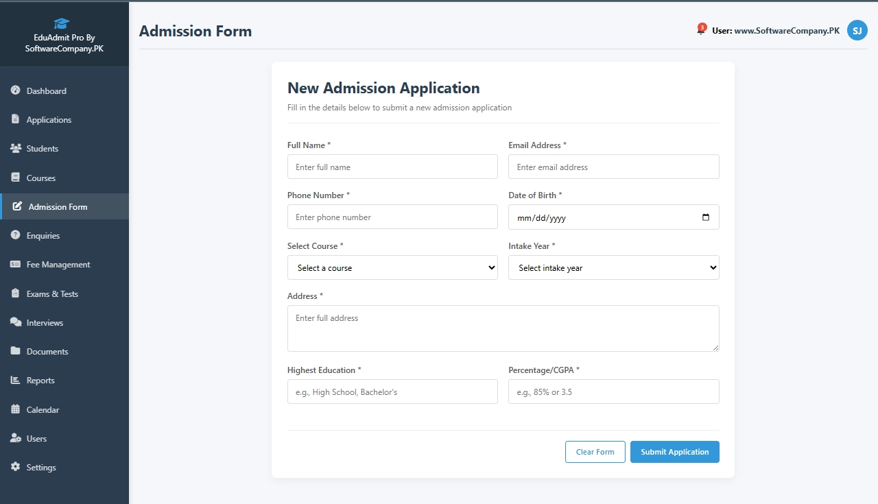 Admission Management Software in Sargodha
