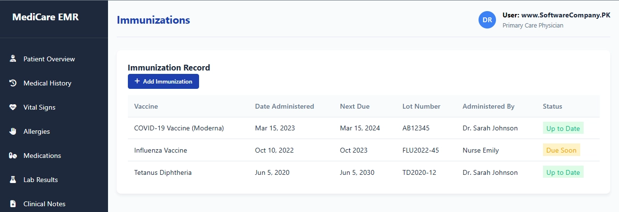 Electronic Medical Records (EMR) Keeping Software in Chakwal