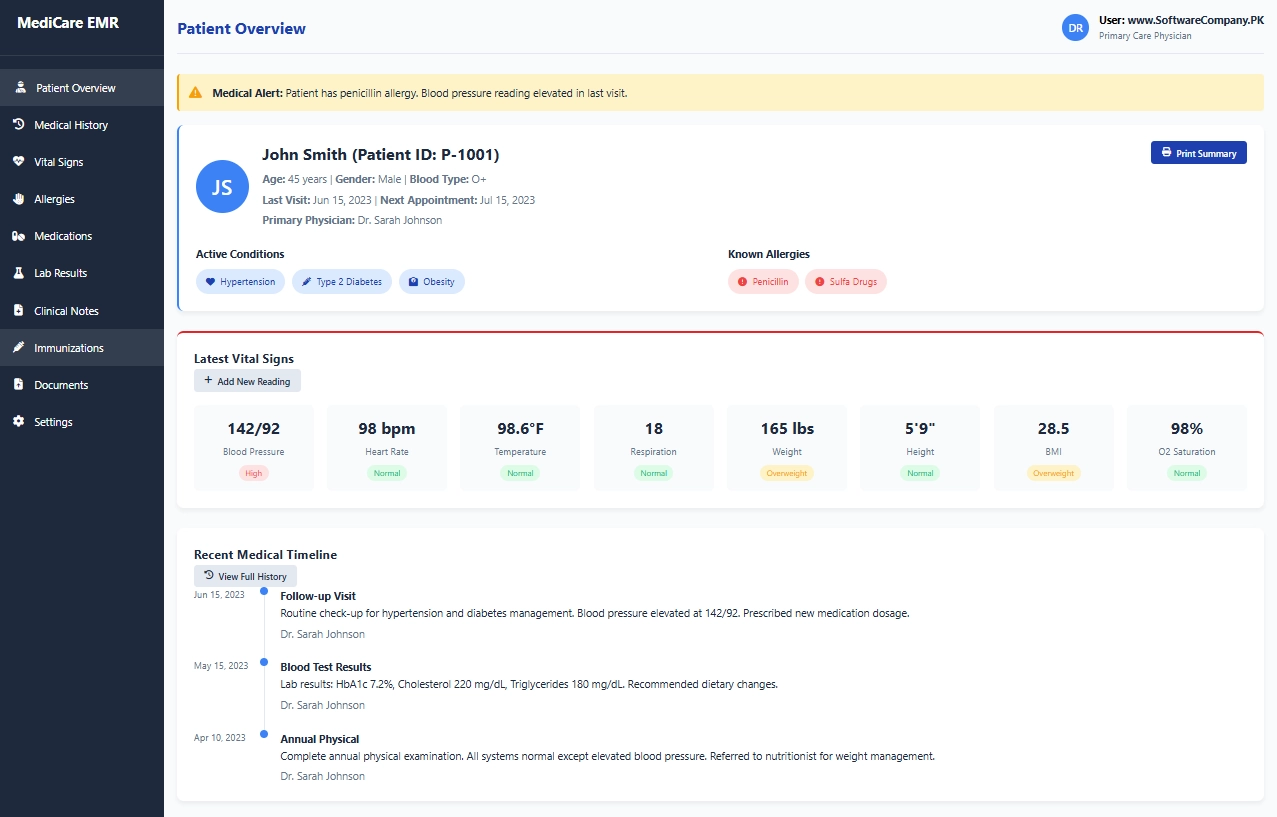 Electronic Medical Records (EMR) Keeping Software in Islamabad