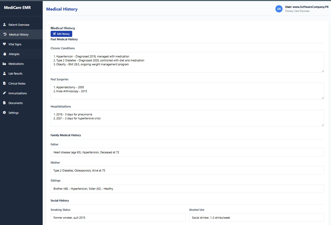 Electronic Medical Records (EMR) Keeping Software in Pakistan in Lahore