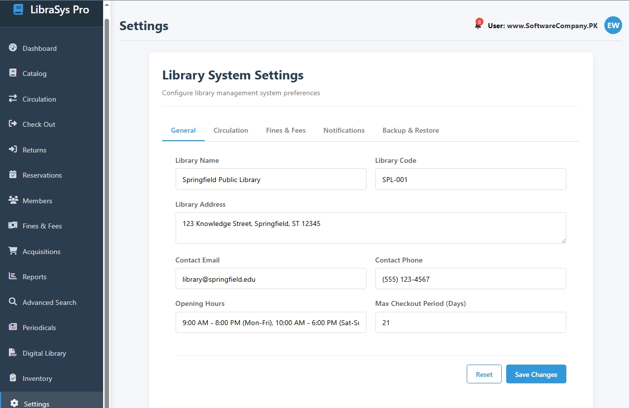 Library Management System Software in Sahiwal