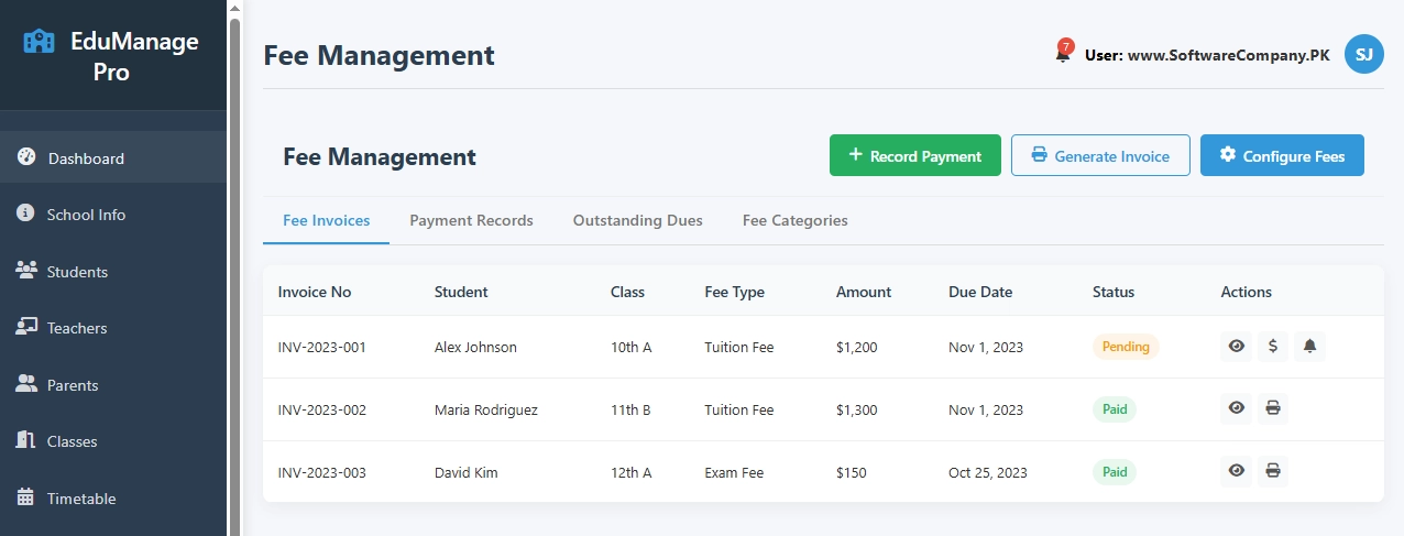 School Management System Software in Azad Kashmir