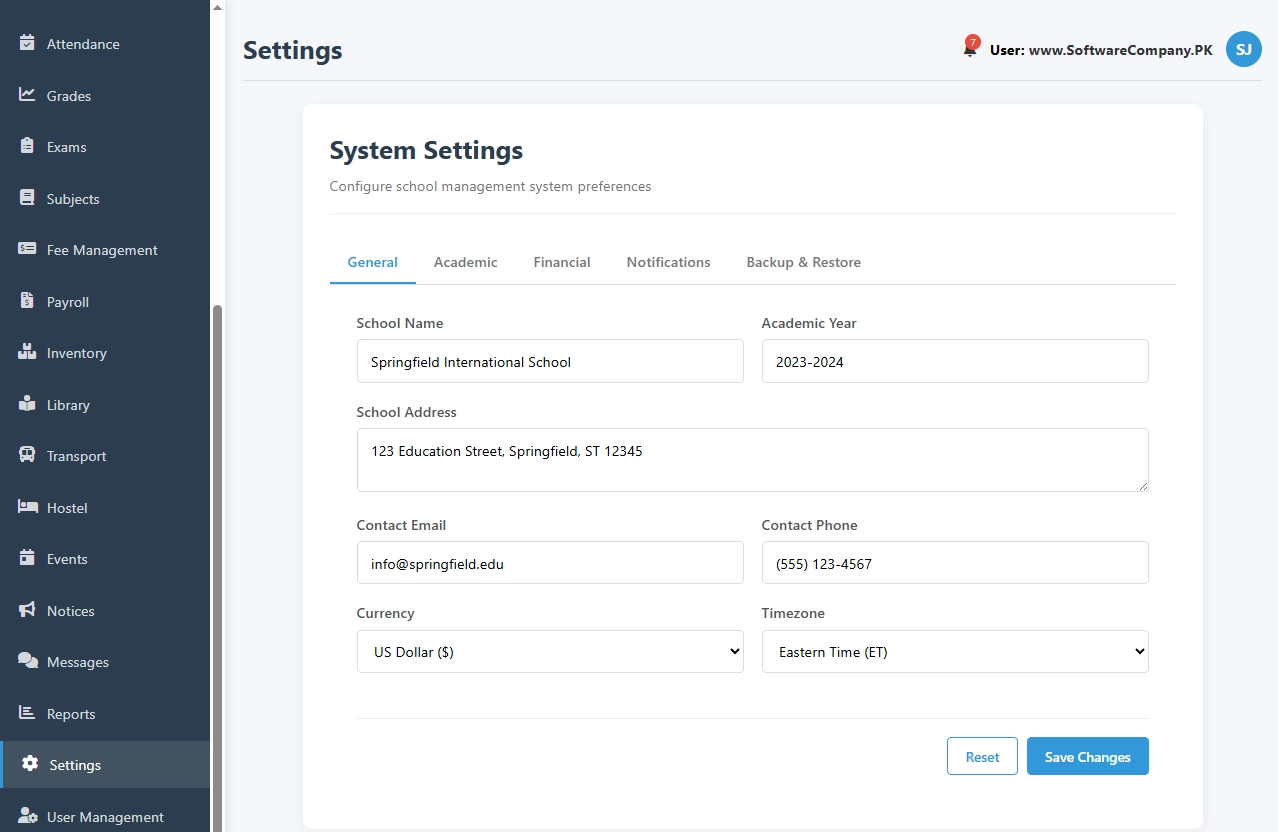 School Management System Software in Peshawar